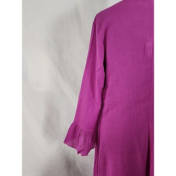 New - Diesel Dampi Dress XL Tie Front Tunic 100% Cotton Purple Boho Flare Wrist - Picture 11 of 16